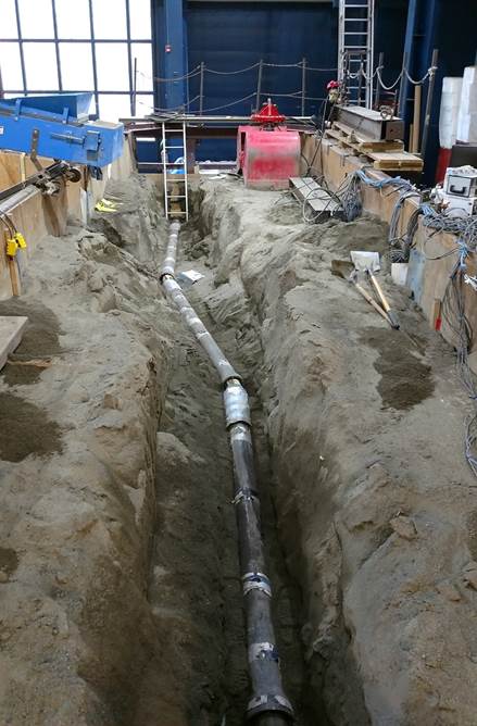 Unburied Lined Pipeline after Fault Rupture Test in Split Basin Test